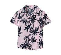 Kids Hawaiian Shirts Toddler Boys Short Sleeve Button Down Tropical Shirts Summer Beach Tee Tops for Boys Vacation Outfits Toddler Cool Clothes T-Shirts (Pink, 6-12 Months)