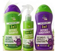 Kids Head Lice Repellent Shampoo, Conditioner & Spray, 3-Piece | Tea Tree formula, Nit repellent hair treatment, Conditioning defence spray, 3-in-1 system, Gentle for kids' hair