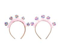 Kids' Headbands with Cartoon Lollipop & Sweet Princess Design, Pink Color, 2 - Piece Set (Style 1 + Style 2), Perfect for Amusement Parks & Birthday Parties, Kids' Headbands, 2 - Piece Set