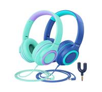 Kids Headphones 2Pk 85dB Volume Limited Wired Foldable Tangle Free With Splitter