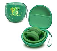 Kids Headphones Case Compatible with IClever BTH12 / HS19 / BTH26 / JoySpark-T5 / Candy Bila BH03 / EarFun/IMYB/MIDOLA MD-B01 / Noot Products Foldable Kids Headphones, Dinosaur Green(Case Only)