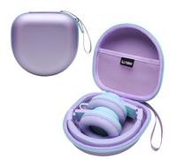 Kids Headphones Case Compatible with iClever BTH12 / HS19 / BTH26 / JoySpark-T5 / Candy Bila BH03 / EarFun/IMYB/MIDOLA MD-B01 / noot Products Foldable Kids Headphones, Purple+Green Edge (Case Only)