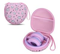 Kids Headphones Case for Candy Bila, iClever, JBL, JoySpark, acer, MIDOLA, EarFun, IMYB, noot Products Kids Headphones, Kitten Print-Pink (Case Only)