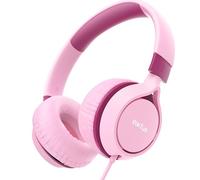 Kids Headphones EarFun Foldable Over-ear Headphones for Kids, 85dB Volume Limiter, Sturdy Design, Stereo Sound, Super Light, Adjustable Headband, Wired Children Headphone for School/Travel/Phone, Pink