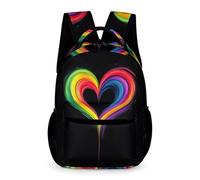 Kids Heart Motif School Backpack 8-12 Years for Boys Colourful Backpack for Girls Year 5 Durable with Side Pockets Bookbag Books Stationery Bottle Weekend Travel Outdoor