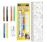 Kids Height Chart - Doodling Height Ruler Decor | Height Card Decoration in Classroom Wall Decal of the Sovereign Height Doodle