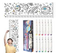 Kids Height Wall Chart - Roll-up Measuring Supplies - Height Measurement Ruler with 12 Color Pens for Kindergartens and Early Childhood Education Centers