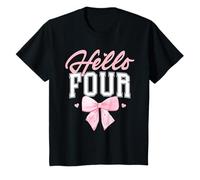 Kids Hello Four Cute Coquette Bow 4th Birthday Girl 4-Year-Old T-Shirt