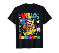 Kids Hello Kindergarten Sloth Skateboard Back to School T-Shirt