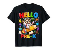 Kids Hello Pre-K Sloth Astronaut Space Back to School T-Shirt