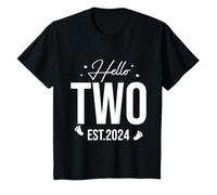 Kids Hello Two EST.2024 Cute Baby Milestone Celebration T-Shirt