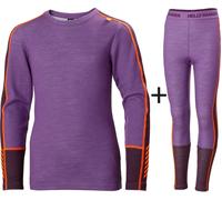 Kids' Helly Hansen LIFA Merino Wool Warmest Base Layer Set {HH-49403} - Crushed Grape Lavender - JXXL (176cm/16yr)
