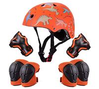 Kids Helmet Pads Set for 2-8 years old Toddler Bike Helmets Lightweight Safety Helmet Elbow Knee Pads Protection Gear for Skateboard Scooter Skating, Gifts for Boys Girl (Orange)