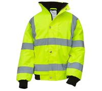 Kids Hi-Vis Bomber Jacket | High Visibility Safety Jacket with Reflective Tape | Waterproof, Windproof & Warm Workwear Coat for Boys and Girls (Yellow, L)