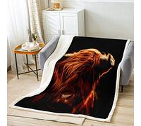 Kids Highland Cow Fleece Throw Blanket Farmhouse Animal Design Kids Boys Girls 3D Western Cattle Wildlife Plush Blanket Brown Black for Sofa Bed,Double 60x79 Inch