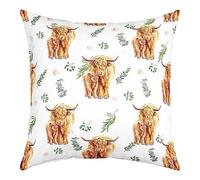 Kids Highland Cow Throw Pillow Cover 1 Pcs Highland Cattle Pillow Case Cushion Cover For Decor Farm Animal Decorative Throw Pillowcase for Sofa Western Decor Cushion Case Cartoon 22x22 Inch