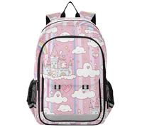 kids hike backpack 8-12： large capacity book bags for middle school in assorted colors - Cartoon Cute Colorful Fairy Tale Castle