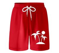 Kids' Holiday Floral Print Shorts - Mixed Colourful Bouquet Pattern, Elasticated Waist, Breezy for Hot Weather, Great for Family Cruise or Park#g Red