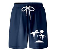Kids' Holiday Floral Print Shorts - Mixed Colourful Bouquet Pattern, Elasticated Waist, Breezy for Hot Weather, Great for Family Cruise or Park#g Dark Blue