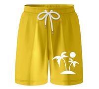 Kids' Holiday Floral Print Shorts - Mixed Colourful Bouquet Pattern, Elasticated Waist, Breezy for Hot Weather, Great for Family Cruise or Park#g Yellow