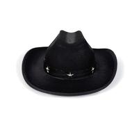 Kids Homburg Pork Pie Hat for Children Ages 3-12 with Stylish Star Studs and Adjustable Fit Unisex Children's Cowboy Hats Black
