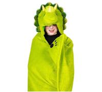 Kids Hooded Blanket & Mittens One Size Plush Animal Wearable Throw - Dino