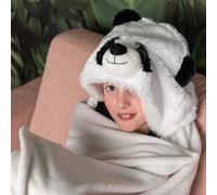 Kids Hooded Blanket & Mittens One Size Plush Animal Wearable Throw - Panda