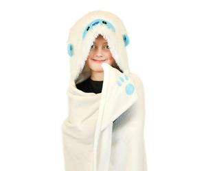 Kids Hooded Blanket & Mittens One Size Plush Animal Wearable Throw - Yeti
