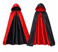 Kids Hooded Cape Reversible Black Red Cloak Halloween Vampire Fancy Dress | 70cm (3-5 Years) Reversible Black & Red Design Hooded Cape Cloak, Ideal for Childrens Halloween Fancy Dress Costumes