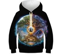 Kids Hooded Celtic Tree of Life Top Hoodie Sweatshirts Viking Elements 3D Printed Athletic Long Sleeve Pullover Jumper with Pocket 6-7Y