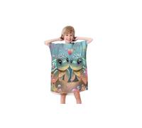 Kids Hooded Poncho Towel. Soft Microfiber Bath Robe for Boys & Girls. Unicorn & other Designs. Absorbent & Quick-Dry. For Swimming, Beach, Bath & Travel (Green Tortoise 75x110cm 10-15yrs)