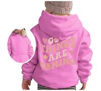 Kids Hoodie Boys Girls Hooded Top Sweatshirt Print Children's Pullover Long Sleeve Jumper Outfit Back to School Shirts Tops for Age 5-13 Years Pink