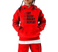 Kids Hoodie Child Sweatshirt PE School Sweat Long Sleeve Top Hooded Jumper for Childrens Unisex Age 2-13 Years Red