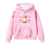 Kids Hoodie Girls Cute Cartoon Capybara Print Sweatshirt Teen Girls Long Sleeve School Hooded Jumper Loose Fit Pullover Top with Pockets Fall Winter Clothes Age 4-14 Years (12-13 Years) Pink