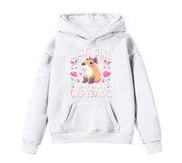 Kids Hoodie Girls Cute Cartoon Capybara Print Sweatshirt Teen Girls Long Sleeve School Hooded Jumper Loose Fit Pullover Top with Pockets Fall Winter Clothes Age 4-14 Years (White, 10-11 Years)