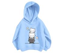 Kids Hoodie Sweatshirts Girls Boys Plain Sweatshirt Clothes Girl Cotton Top UK Fall Casual Hoody Sportswear 5 to 13 Year Old Gifts Sky Blue