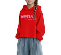 Kids Hoodie Sweatshirts Girls Long Sleeve Crop Top Hoodie Fox Letter Pullover Jumper Regular Fit Activewear Back to School Preppy Clothes Casual Hoody Sportswear