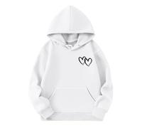 Kids Hoodie Sweatshirts Long Sleeve Top Casual Graphic Hoodies UK Fall Clothes Warm Hooded Sweatshirt Standard Fit Round Neck School Jumpers 5 to 13 Year Old Girl Gifts White