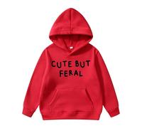 Kids Hoodie Sweatshirts Soft Hooded Sweatshirt for Stylish Warm Coat UK Fall Clothes PE School Sweat Girls Boys Age 2-13 Years Red