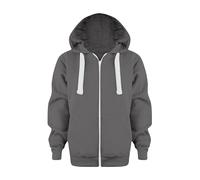 Kids Hoodie Unisex Fleece Pullover PE School Sweat Children's Sweatshirt Comfortable Hooded Varsity Age 7-13 Years Dark Gray