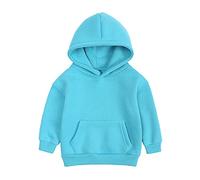 Kids Hoodie Unisex Top Jacket Boys Plain Sweatshirt with Pocket Hooded Jumper Varsity Age 7-13 Years Sky Blue