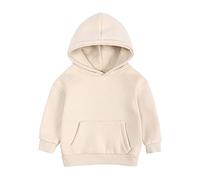 Kids Hoodie Unisex Top Jacket Boys Plain Sweatshirt with Pocket Hooded Jumper Varsity Age 7-13 Years Khaki