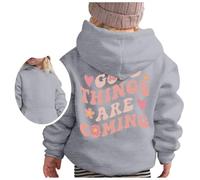 Kids Hoodie Warm Hooded Pullover Sports Casual Wear with Pocket Comfortable School Top for Age 5-13 Years Grey