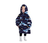 Kids Hoodies Blanket Toddler, Kids Oversized Blankets Hoodies for Boys and Girls, Little Kids Warm Fleece Snuggle Hoodie 2-6 Years old Blue Shark