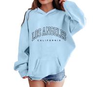 Kids Hoodies Letter Print Brooklyn New York Design Comfortable Casual Long Sleeve Hooded Pullover Unique Graphic Girls Boys Age 3 to 12 Years(Sky Blue, 9-10 Years)