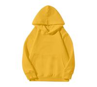 Kids Hoodies Plain Soft School Pullover Sweatshirts Long Sleeve Oversized Lightweight Sweatshirts Clothes Boys Girls Casual Preppy Coats (Yellow, 5-6 Years)