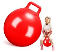 Kids Hopper Ball, 18" Bounce Ball with Handle - Jumping Exercise Toy for Toddlers & Children, Indoor/Outdoor Active Play, Great for PE Class & Birthday Gifts (Red)