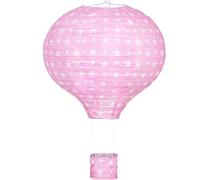 Kids Hot Air Balloon Pendant Ceiling Lampshade - Paper Light Shade with White Star Pattern for Bedroom & Home Decor - 30cm or 40cm in Pink or Blue - LED Bulbs Only (Pinkstar40cm)