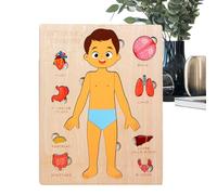 Kids Human Anatomy, Educational Wooden Body Puzzle Toy, Scientific Inspired Learning Game, Ideal for Toddler, Travel, School, Student Teaching, Stem Playtime, 8.98x7.09x0.39 Inches
