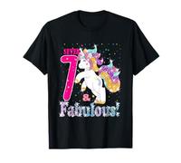 Kids I Am 7 And Fabulous Unicorn 7th Birthday Girls Gift T-Shirt